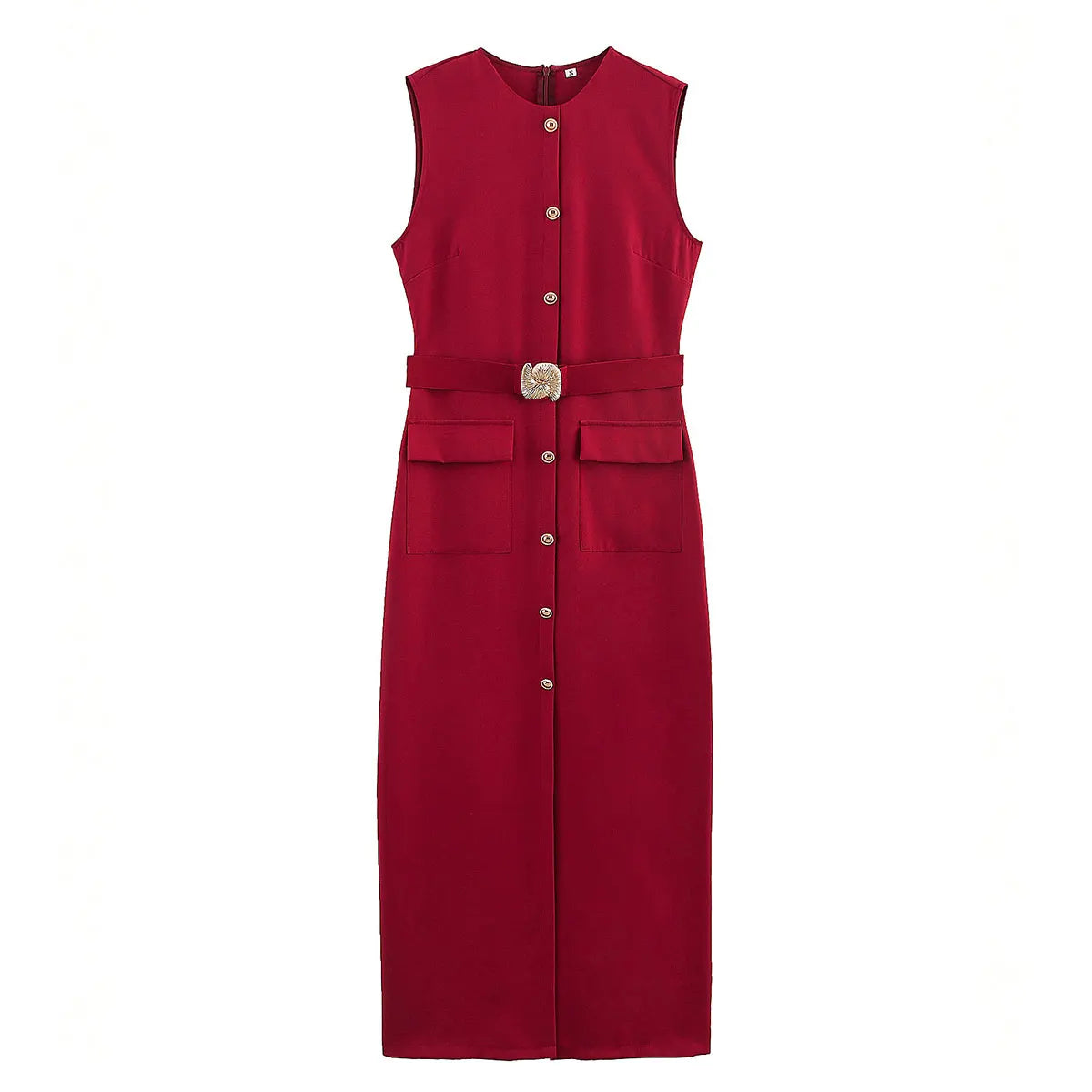 HH Women Elegant Black Dress O Neck Single Breasted Sleeveless Dresses With Belt Summer Casual Office Lady Dress Vestidos