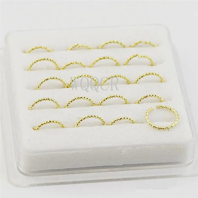 New 20pcs Gold Color Twist Rounded Women Nose Ring Vintage Personality Nose Nail & Nose Rings Both Men Jewelry Gift