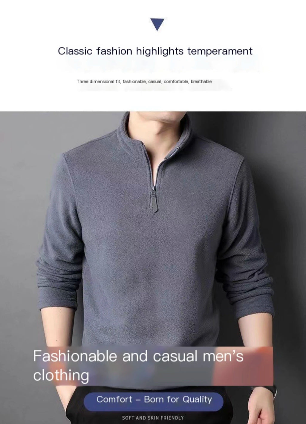 Men's insulation Polo Shirts 2026 Autumn Winter Standing Neck Half Zip Long Sleeve Fashion Versatile Sweatshirt Tees thicken Top