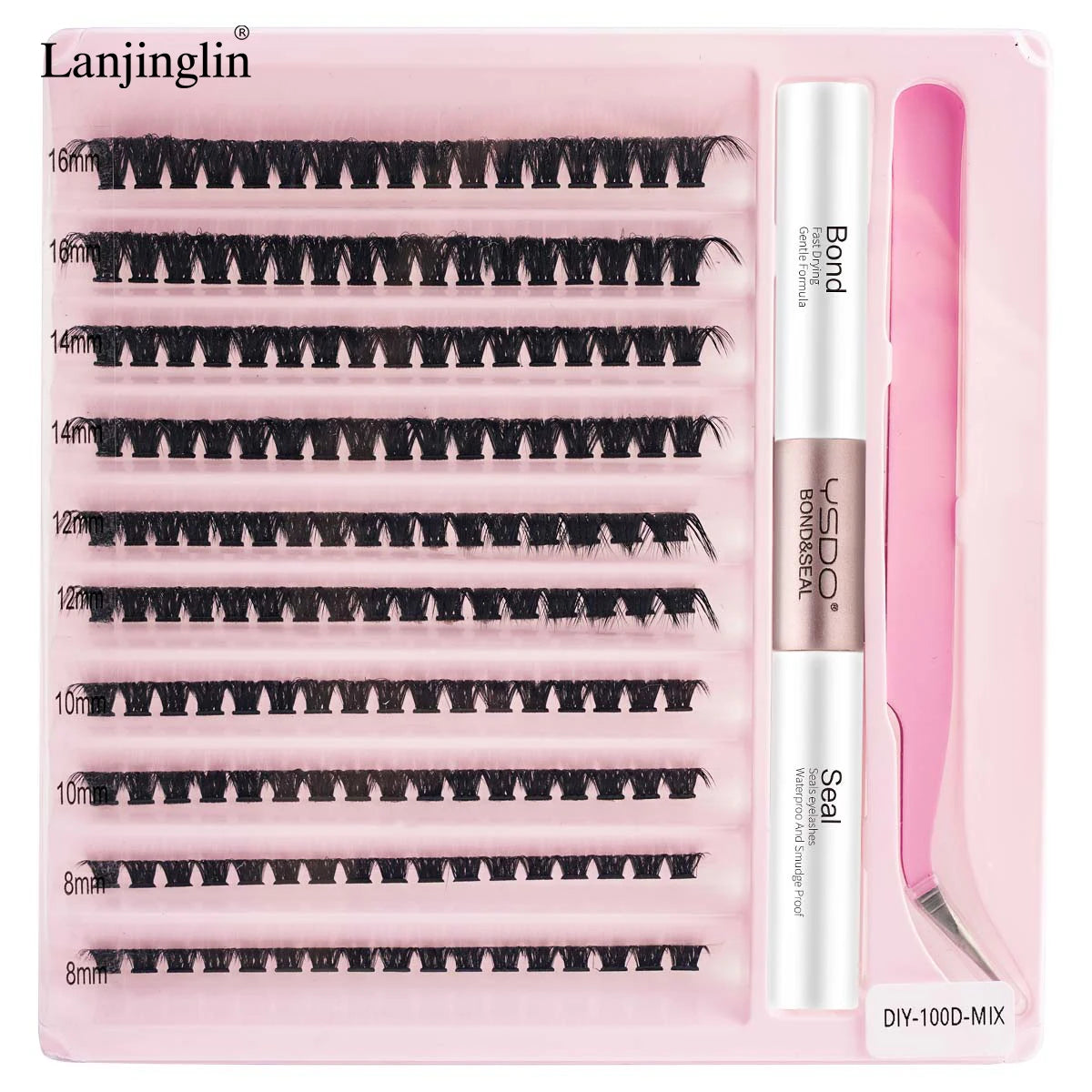 New 10Rows Individual Lashes Kit Natural Long DIY Cluster Eyelashes with Lash Bond and Seal Extension Kit Makeup Tools Faux Cils