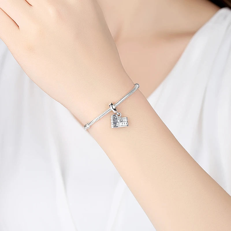 Original 925 Sterling Silver Charms Love Travel London Bus Suitcase Paris Beads Fit Brand Bracelets Necklaces Women DIY Jewelry
