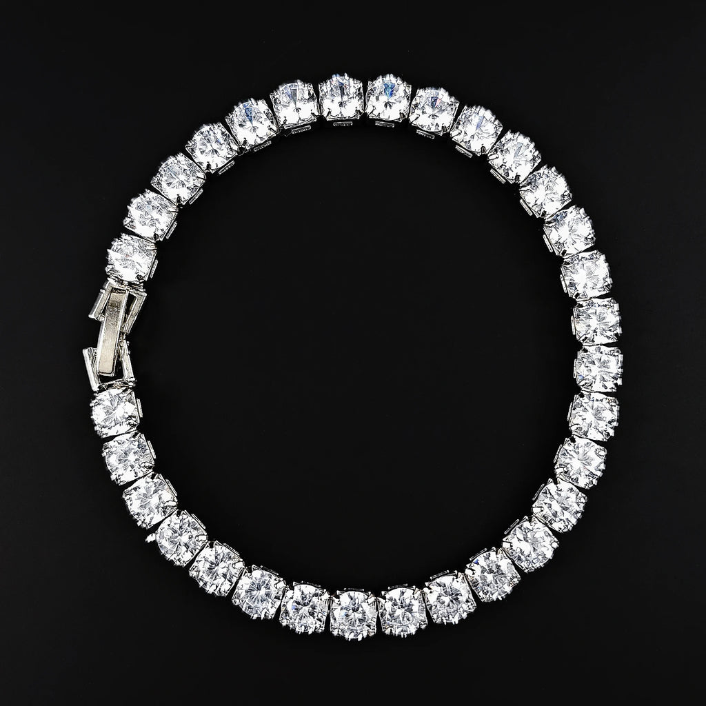 2024 New Luxury Silver Color on Hand 4MM 17CM Princess Bracelet Bangle for Women Anniversary Gift Jewelry Wholesale S5650