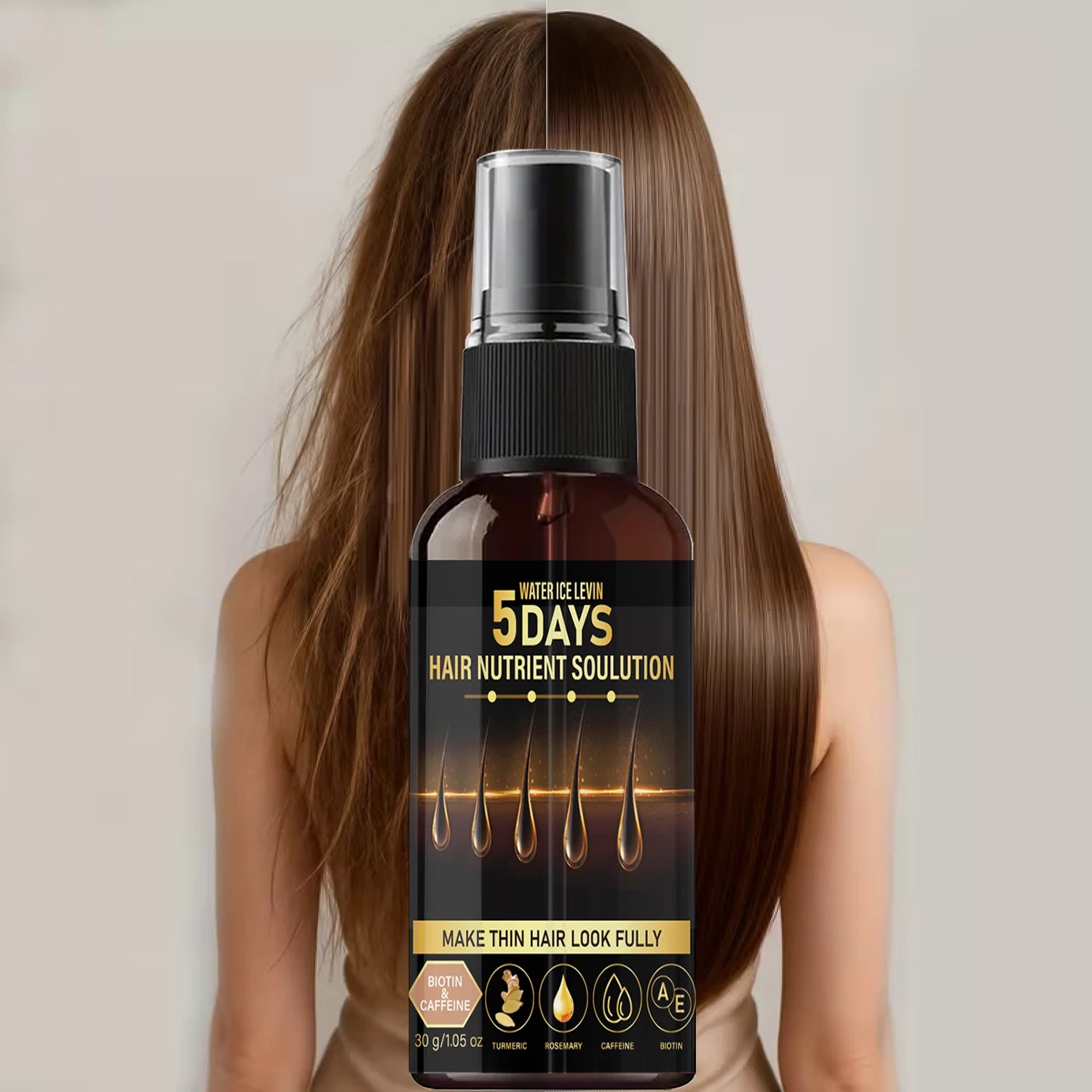 5 Days Hair Growth Oil - Biotin, Caffeine & Rosemary, Nourishing for Thin Hair to Look Fuller