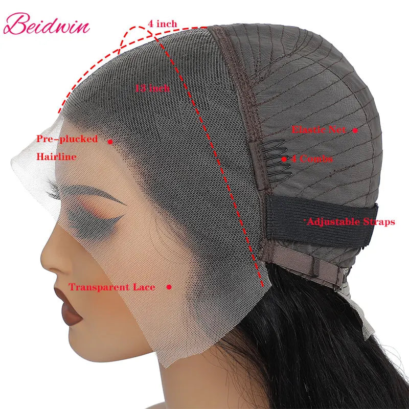 250 Density Deep Wave 13x4 Lace Frontal Wig Brazilian Wigs Virgin Transparent Lace Front Human Hair Wigs Pre plucked Human Hair