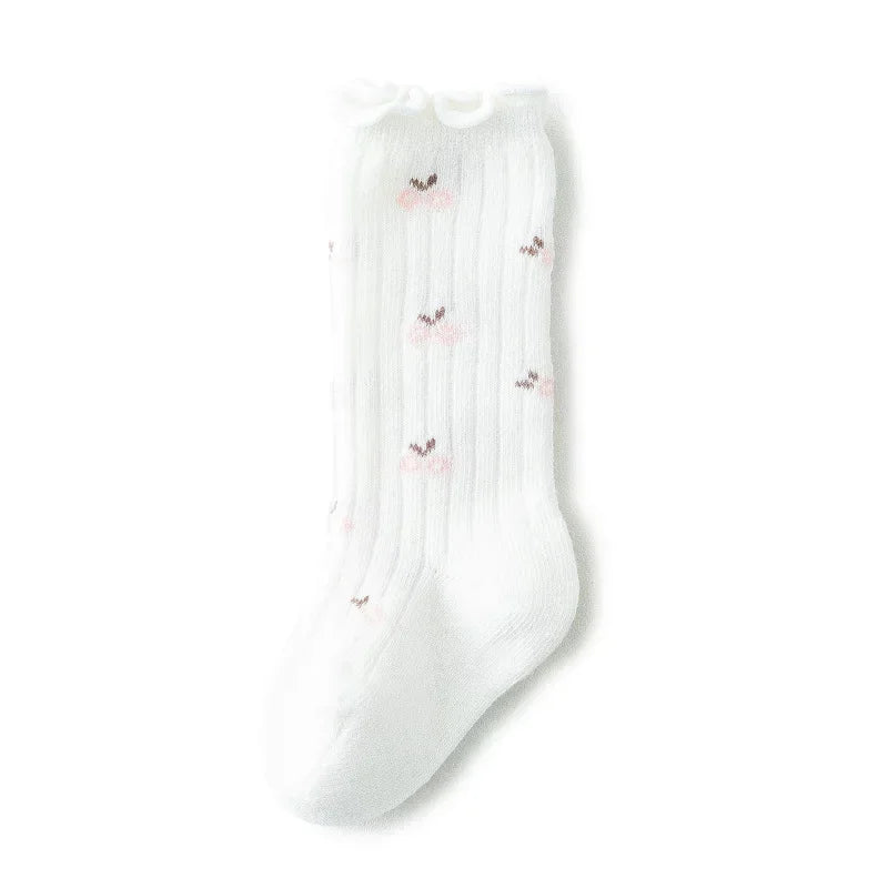 Baby Girls Knee High Socks Flower Cotton Children Kids School Uniform Socks Spring Autumn Winter Long Socks Sweet Princess Style