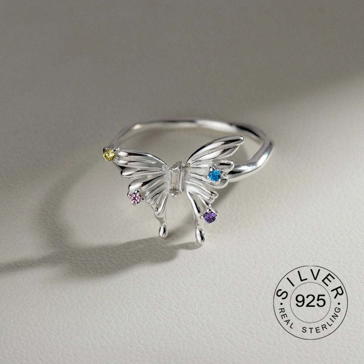 925 Sterling Silver Rings For Women Geometric Fine Jewelry Finger Adjustable Cute Flower Leaf Zirco Ring For Party Birthday Gift