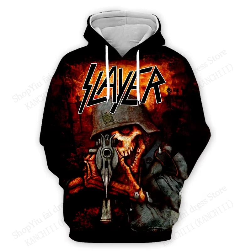 Slayer Hoodie Rock Band Slayer 3d Print Hoodies Men Women Fashion Oversized Hoodie Sweatshirt Women Sweats Men's Clothing Skull