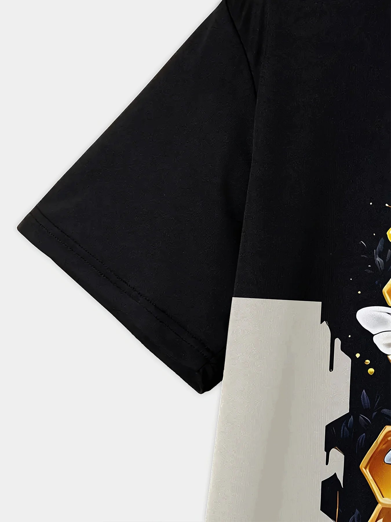 Summer Men's T-Shirt Bee Pattern Print Pullover Outdoor Casual Crew Neck Short Sleeve T-Shirt Fashion Male Oversized Clothing