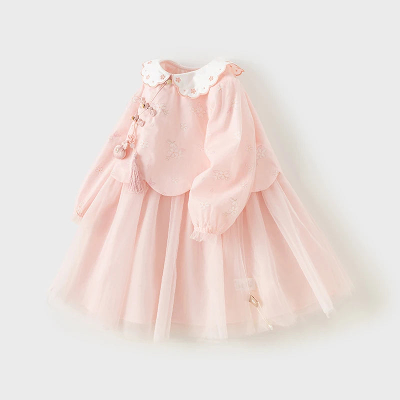 Dave Bella Princess Floral Dress for Girls Baby Children 2025 New Autumn Sweet Gentle Fashion Casual Party Outdoor DB3241829