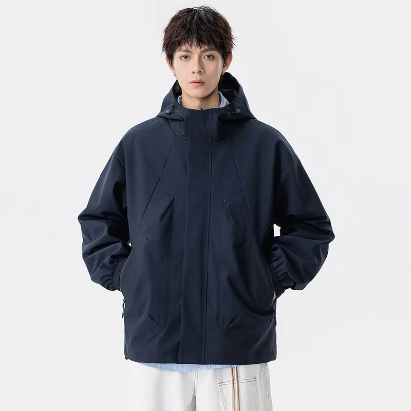 Men Jacket Hooded Windbreaker Trench Coats Oversize 6XL 7XL 8XL Plus Size Waterproof Black Bomber Camping Loose Thin Softshell