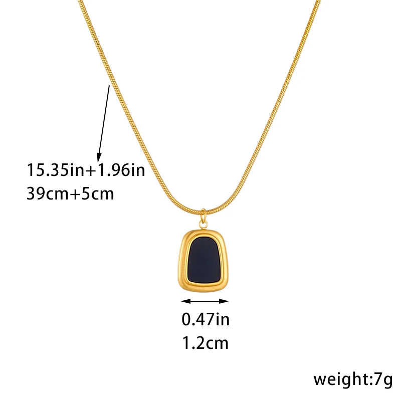 DIEYURO 316L Stainless Steel Black White Geometric Necklace Bracelets Earrings For Women New Trendy Jewelry Set Wedding Gift
