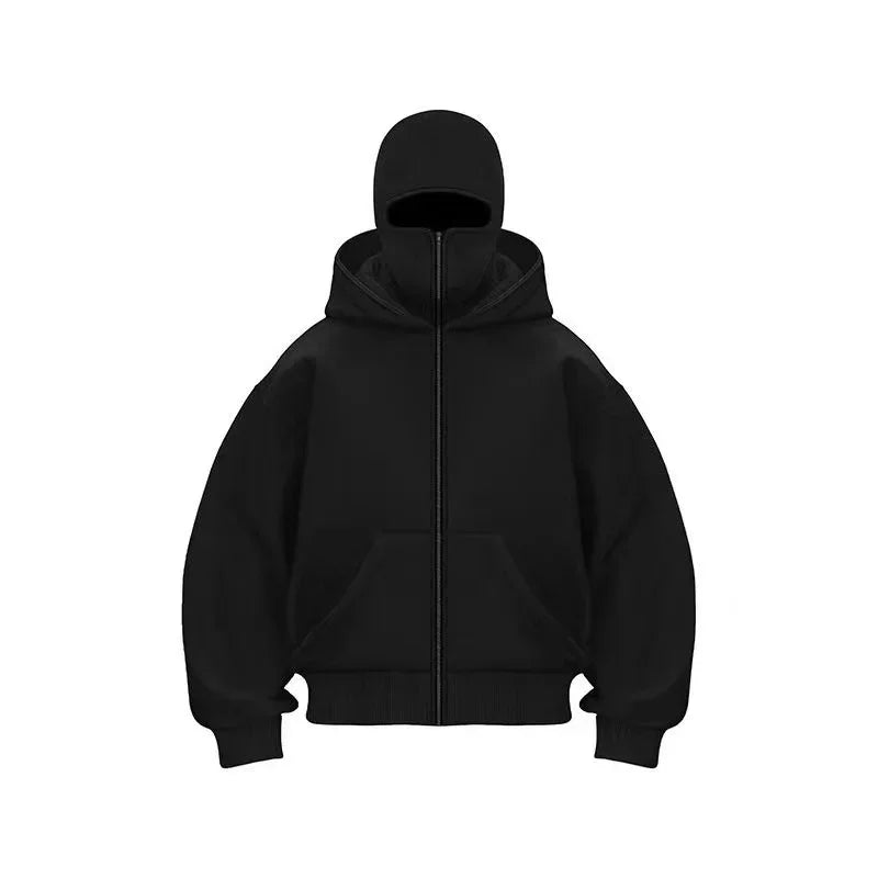 Plain Design Hooded Zip Up Sweatshirt for Men Women Autumn Winter Ins Style Couple Matching