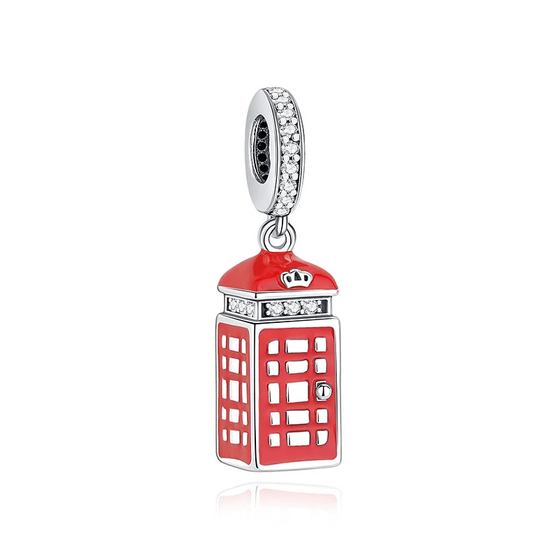 Original 925 Sterling Silver Charms Love Travel London Bus Suitcase Paris Beads Fit Brand Bracelets Necklaces Women DIY Jewelry