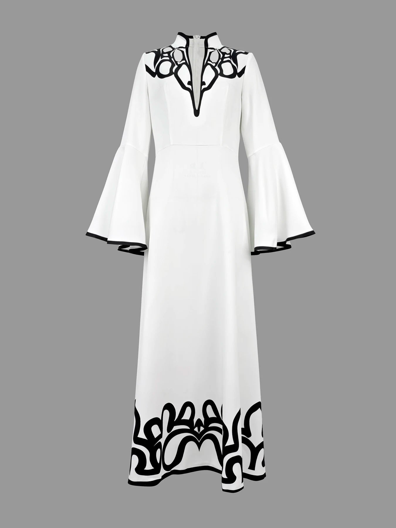 Modigirl Women's Spring Artistic Vintage Maxi Dress 2026 Hollow V-Neck Flared Sleeves Lady Elegant Gown for Formal Evening Party