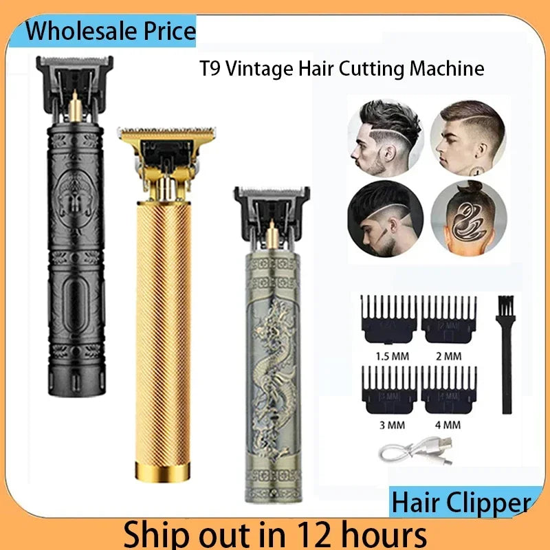Vintage Hair Clipper T9 Hair Cutting Machine USB Fast Charging Shaver Barber Cordless Hair Trimmer For Men's Barbe