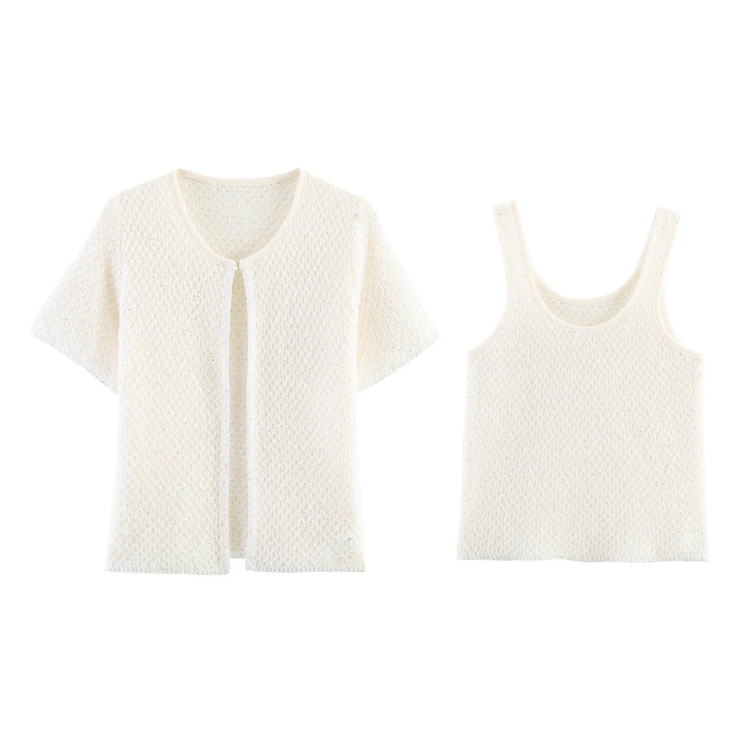 Women's Clothing 2025 New Style European And American Fashion Simple Pearl Decoration Knitted Top Knitted Vest