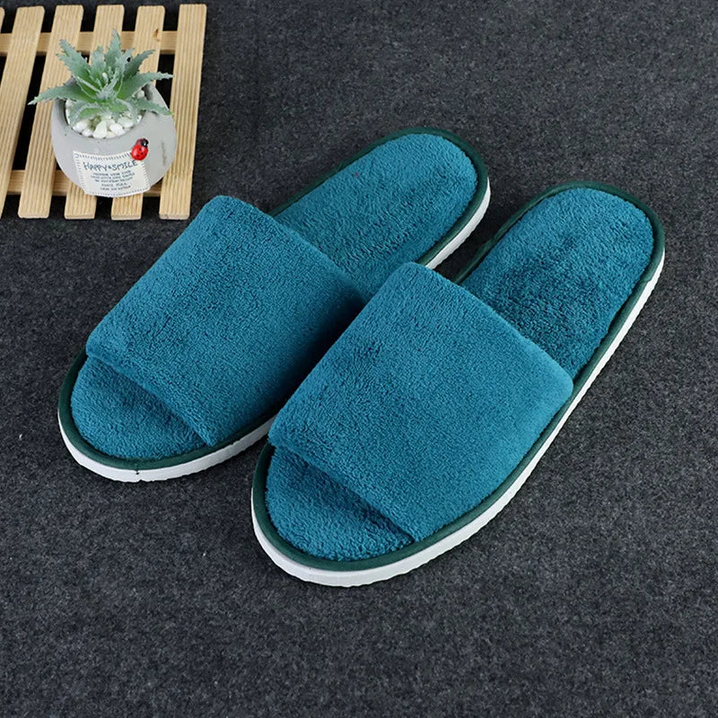 Winter Plush Slippers Faux Fur Home Shoes Open Toe Indoor Slippers Couple Floor Flats Shoes Home Warm Furry Slipper women Slides