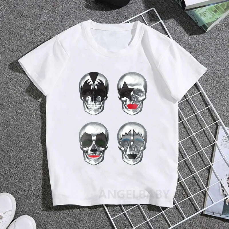 Stormtrooper Fans Kiss Rock Band Print Fashion Kids T shirt Girls Summer Tops Baby Boys Clothes Children Short Sleeve T-shirts