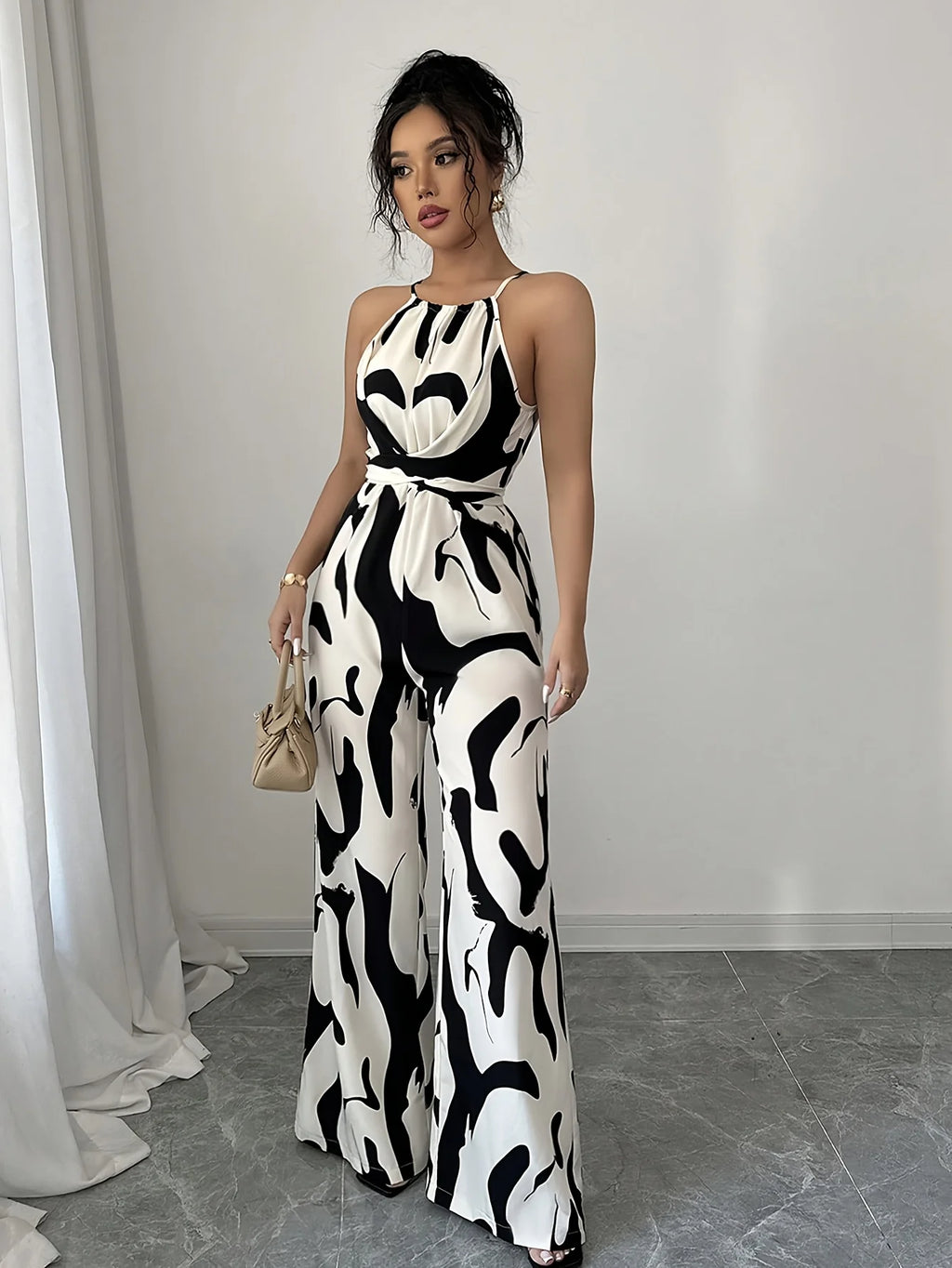 Women's Elegant Off-Shoulder Loose Wide-Leg Jumpsuit for Vacation Date Fashionable Commuting