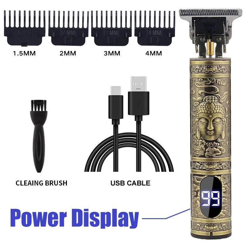 Vintage Hair Clipper T9 Hair Cutting Machine USB Fast Charging Shaver Barber Cordless Hair Trimmer For Men's Barbe