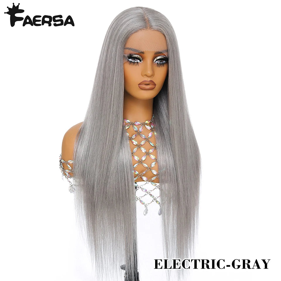 HD Lace Front Wig, Blend Hair 13X6 Lace Wig Pre Plucked Glueless Synthetic Heat Resistant Long Straight Black and Blonde Wigs