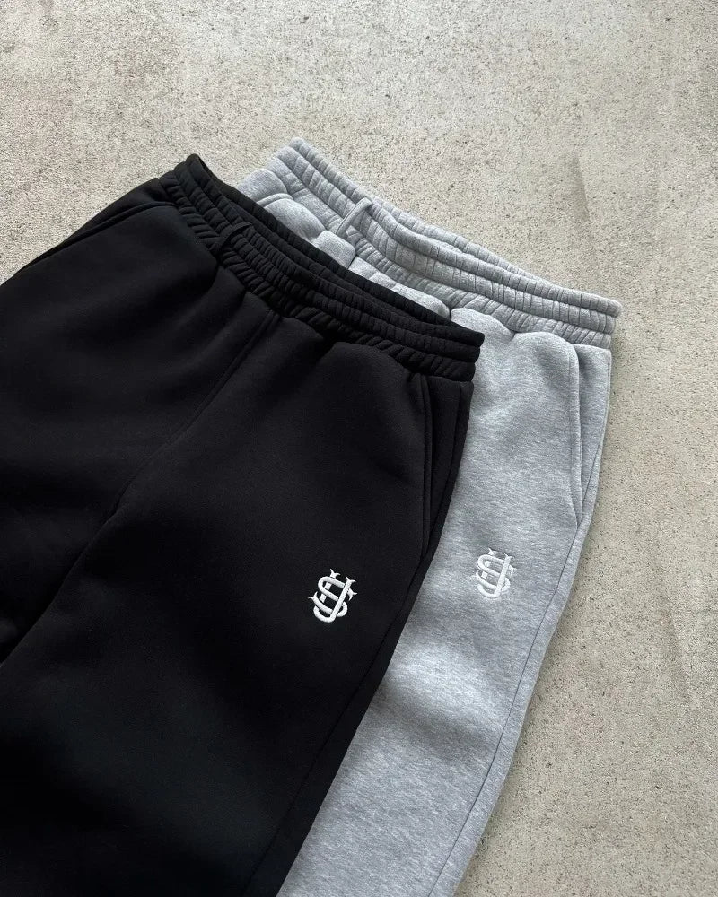 Y2K Retro Straight Pants Tracksuit Streetwear Pants Personalized Pant Leg Zipper Embroidery  Hip Hop Casual Joggers Men Pants