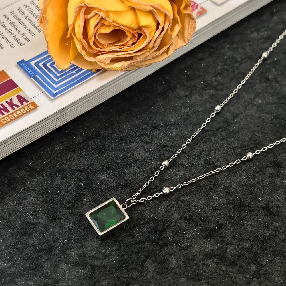 Simple Geometric Pendant Necklaces for Men Women Rectangle Stainless Steel Jewelry Cadenas Para Hombre Collares Para Mujer