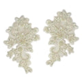 2PCS/Pair,3d Flower Wtih beaded sequined Bodice Applique sewing supplies,Lace Emboridery Sew On Patches For Dresses,Clothing