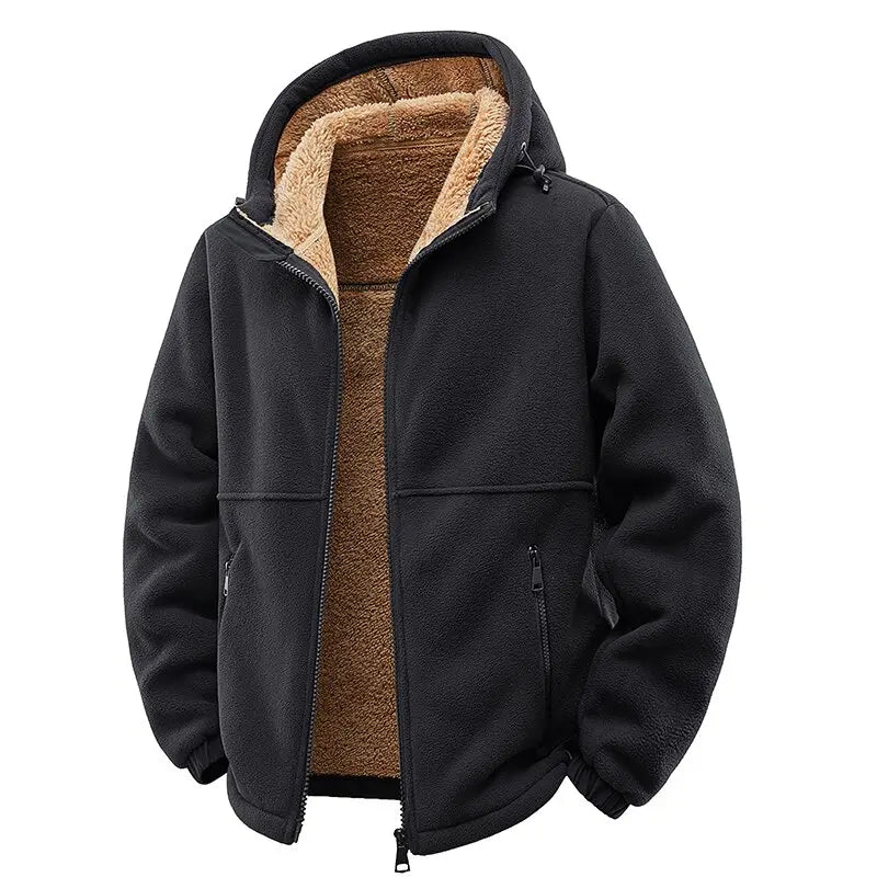 New Autumn and Winter Fashion Solid Color Thick Warm Lamb Wool Jacket For Men's Casual Loose Sports Windproof Plus Size Jacket