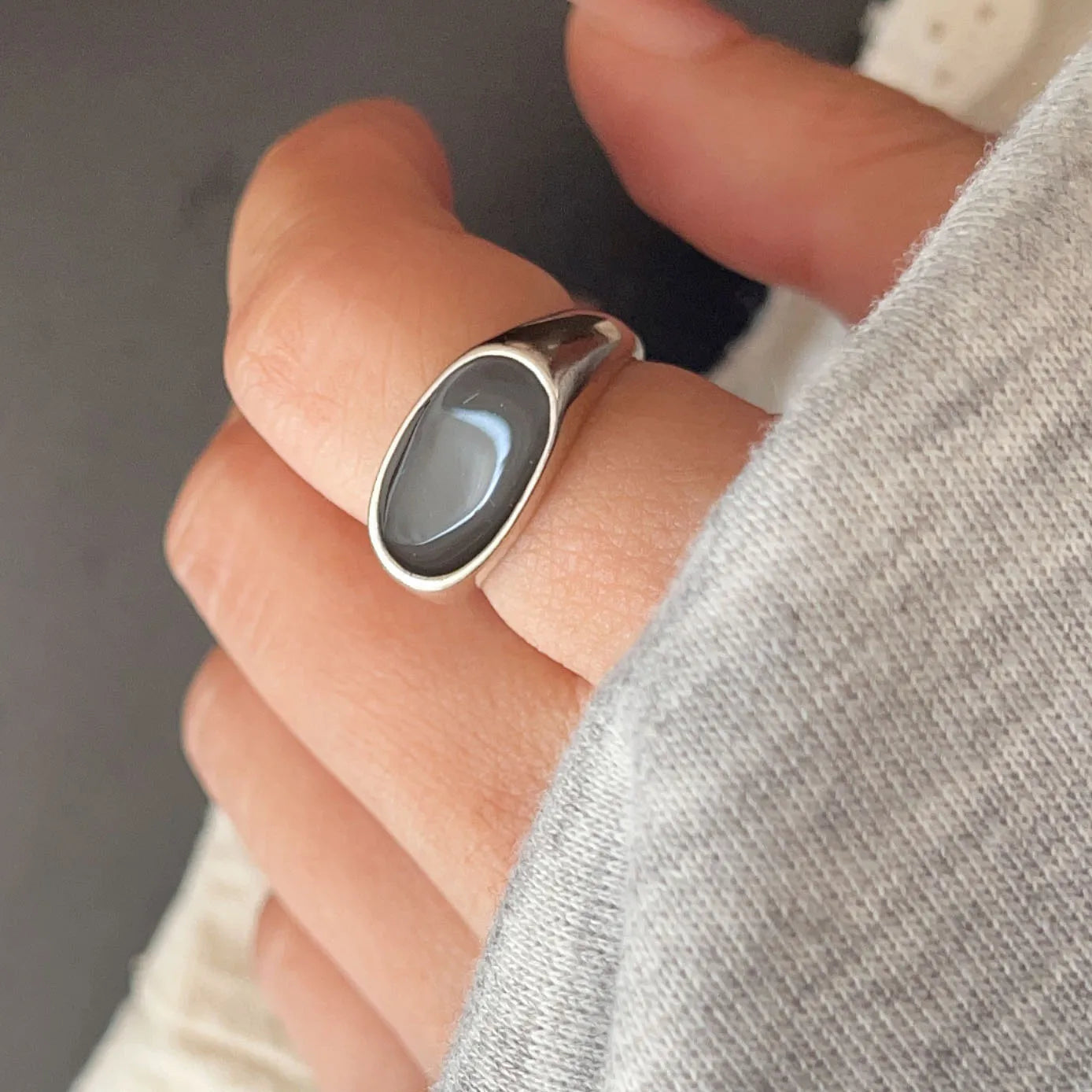 925 Sterling Silver Rings For Women Geometric Fine Jewelry Finger Adjustable Wide Heart Stone Ring For Party Birthday Gift
