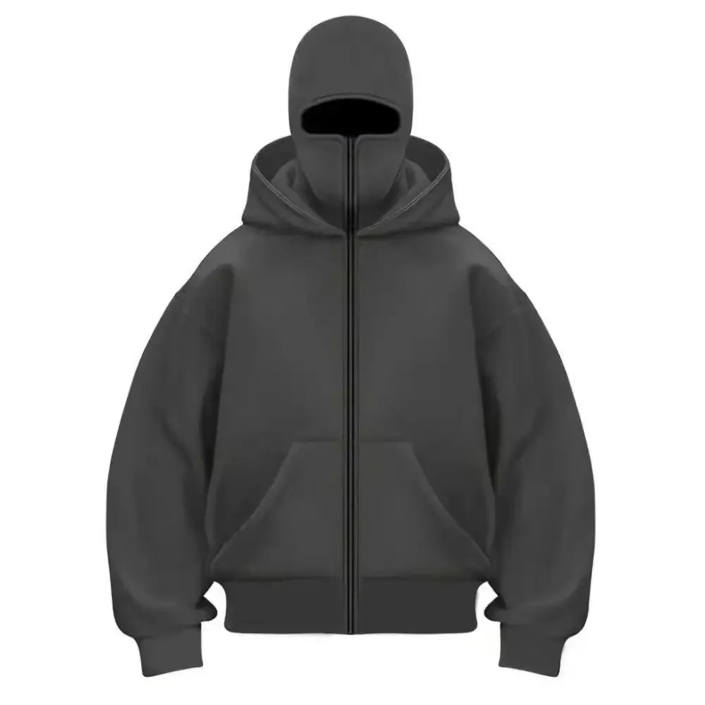 Plain Design Hooded Zip Up Sweatshirt for Men Women Autumn Winter Ins Style Couple Matching
