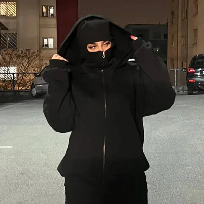 Plain Design Hooded Zip Up Sweatshirt for Men Women Autumn Winter Ins Style Couple Matching