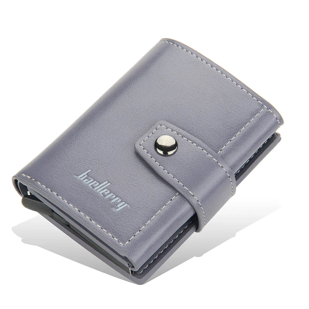 Personalized Men's Aluminum Card Holder - RFID Blocking PU Leather Wallet - Engraved Name for Credit/Bank Cards & ID Protection