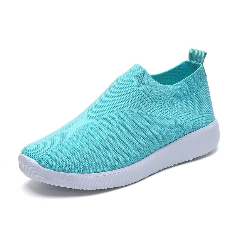 Women Sneaker Summer Elastic Force Mesh Breathable Flat Ladies Slip on Casual Sports Shoes Comfortable Vulcanize Shoes