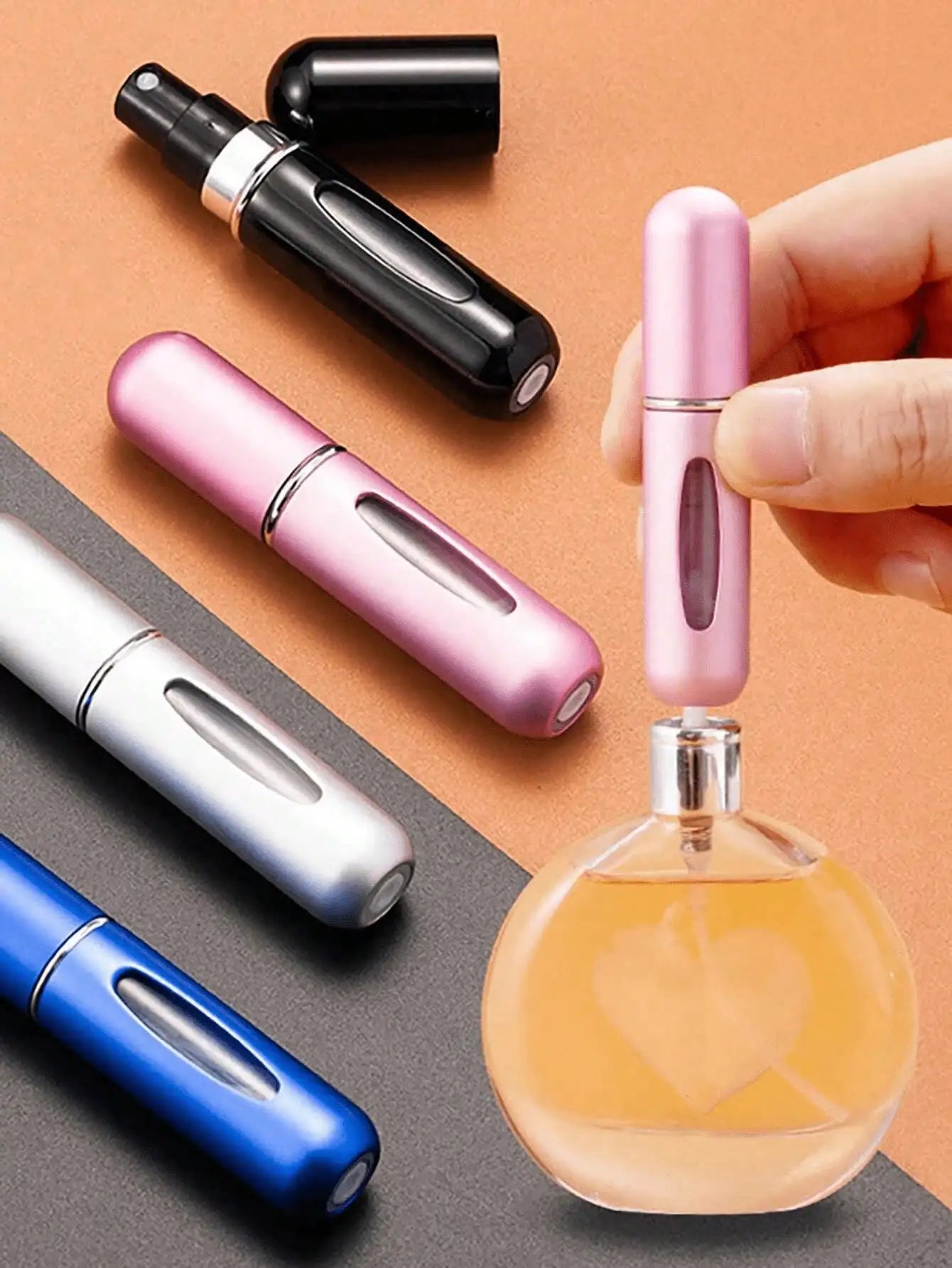 5Pcs Perfume Refillable Bottle Spray Bottling Dispenser Mini Portable Empty Liquid Container Travel Travel Essentials Travel Organizer For Beach Summer Vacation Back To School School Supplies Holiday Camping Holiday Essential