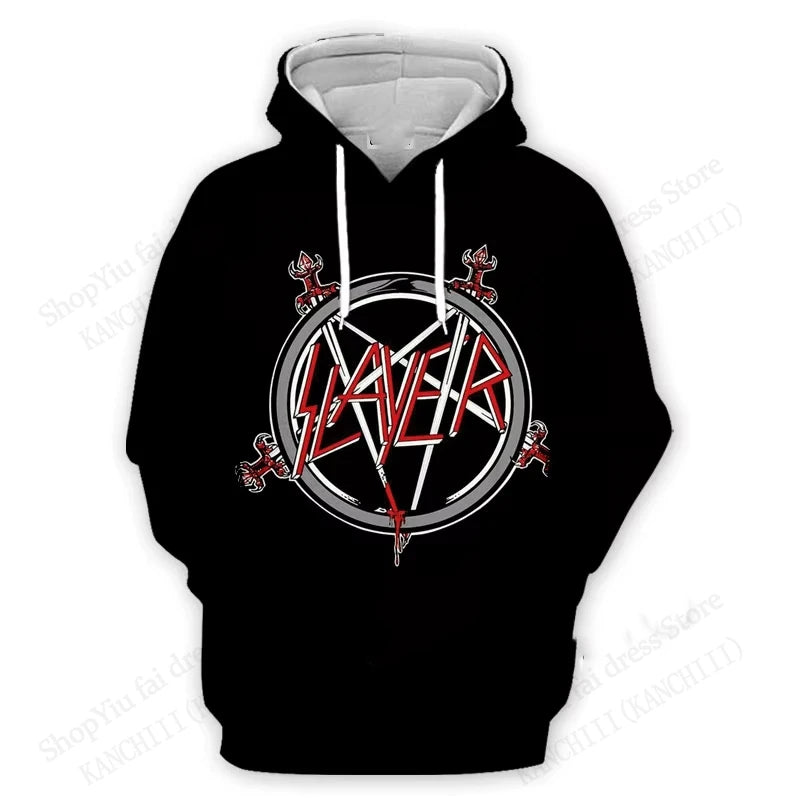 Slayer Hoodie Rock Band Slayer 3d Print Hoodies Men Women Fashion Oversized Hoodie Sweatshirt Women Sweats Men's Clothing Skull