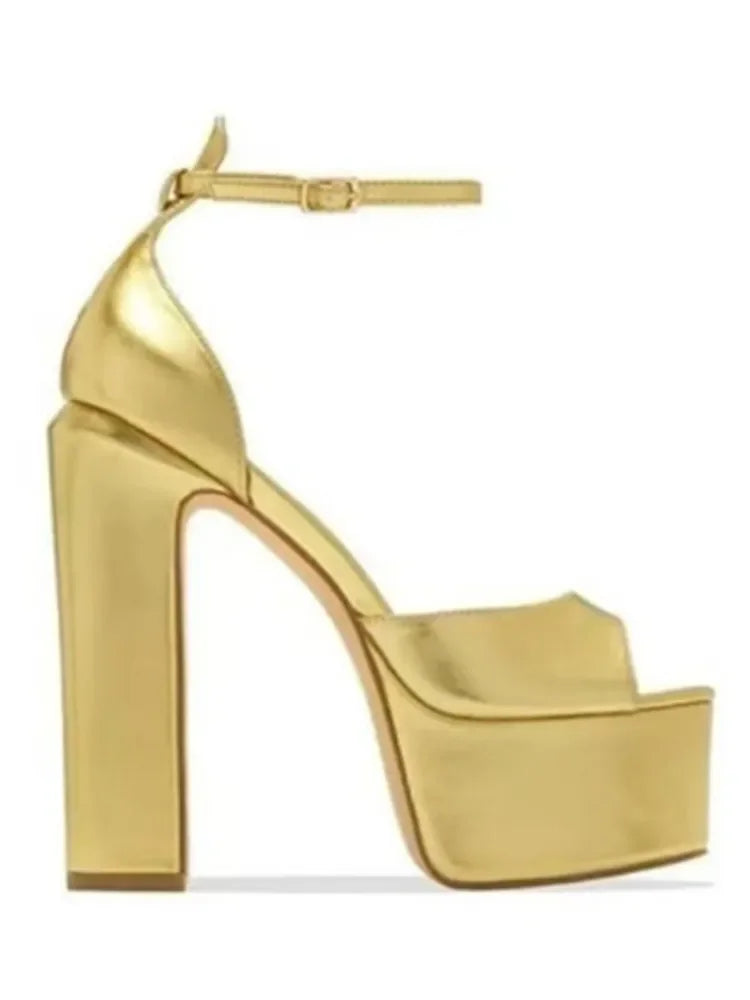 Ladies' summer new coarse high-heeled fish mouth sandals, thick soled waterproof platform, sexy party and wedding women's shoes