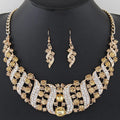Romantic 2 Pieces/set Wedding Jewelry Set Shiny Crystal Bridal Jewelry Set Ladies Necklace Earrings