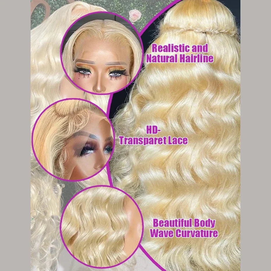 613 Blonde 13x6 Hd Lace Frontal Wig 30 Inches Body Wave Human Hair Wigs Raw Vietnamien 13x4 Lace Front Human Hair Wigs for Women