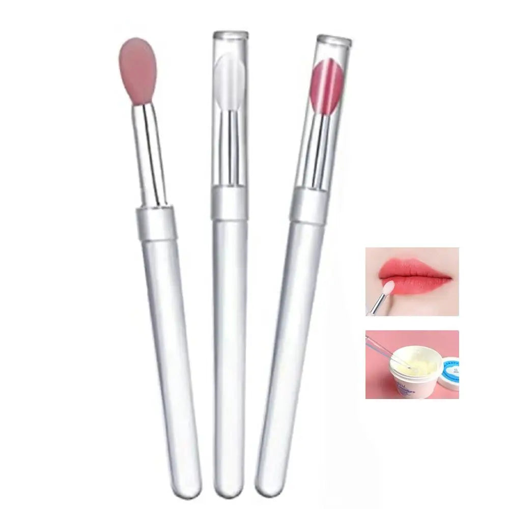 1PC Women Lip Brushes Transparent Crystal Handle Silicone Lip Brushes with Dust Cap Lip Gloss Makeup Applicator Cosmetic Tool