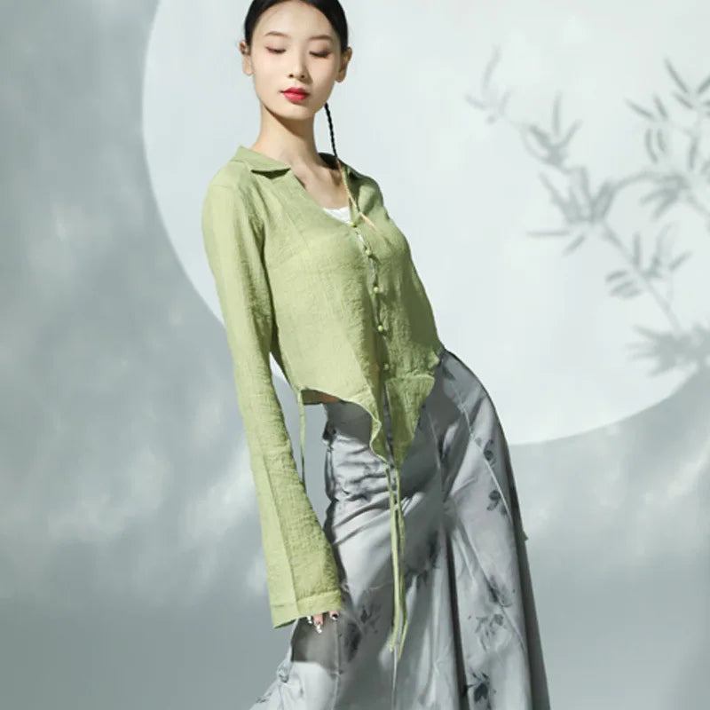 National Style Beautiful Classical Dance Clothes For Women Elegant Long Sleeve Black Tops Loose Skirts And Pants Ethnic Style