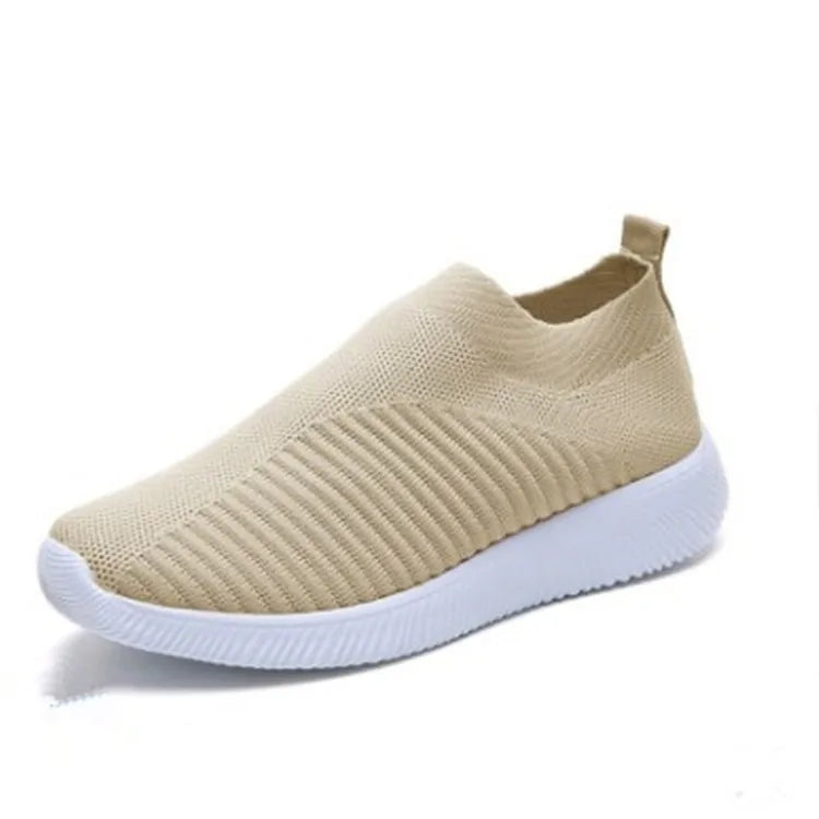 Women Sneaker Summer Elastic Force Mesh Breathable Flat Ladies Slip on Casual Sports Shoes Comfortable Vulcanize Shoes
