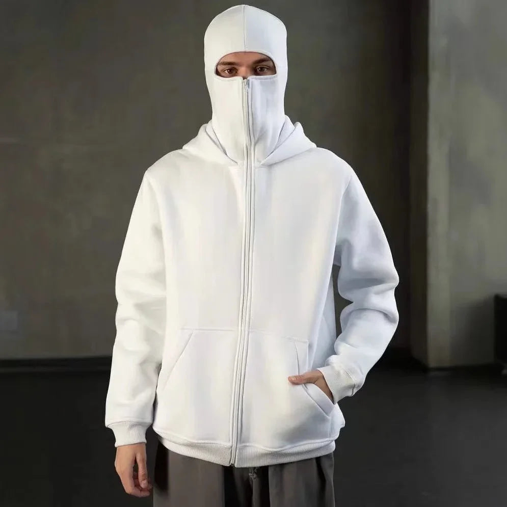 Plain Design Hooded Zip Up Sweatshirt for Men Women Autumn Winter Ins Style Couple Matching