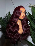 30 Inch Body Wave 99J Burgundy 13x4 Lace Front Wigs Human Hair Pre Plucked 200% Density Body Wave Lace Front Wigs Human Hair