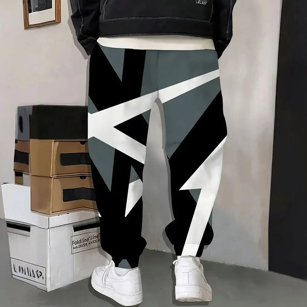 Men's Loose Pocket Draw Rope Sports Sweatpants Winter New Thick Warm Men's Sweatpants Fashion Color Skull Printed Sweatpants