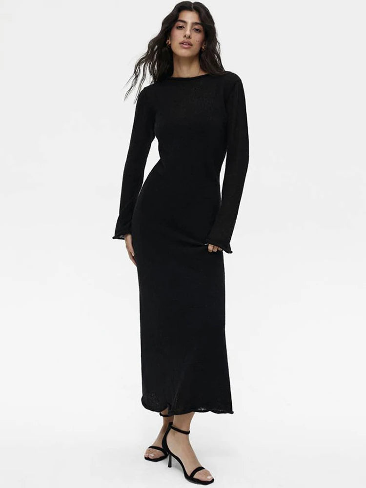 Tossy Knit Vest 2 Piece-Set Maxi Dress For Women Cover up Summer Beach Holiday See-Through Clothes Female Knitwear Long Dress