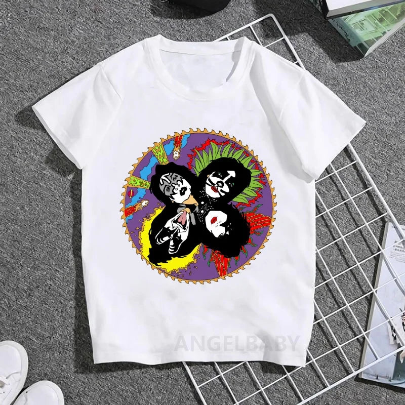Stormtrooper Fans Kiss Rock Band Print Fashion Kids T shirt Girls Summer Tops Baby Boys Clothes Children Short Sleeve T-shirts