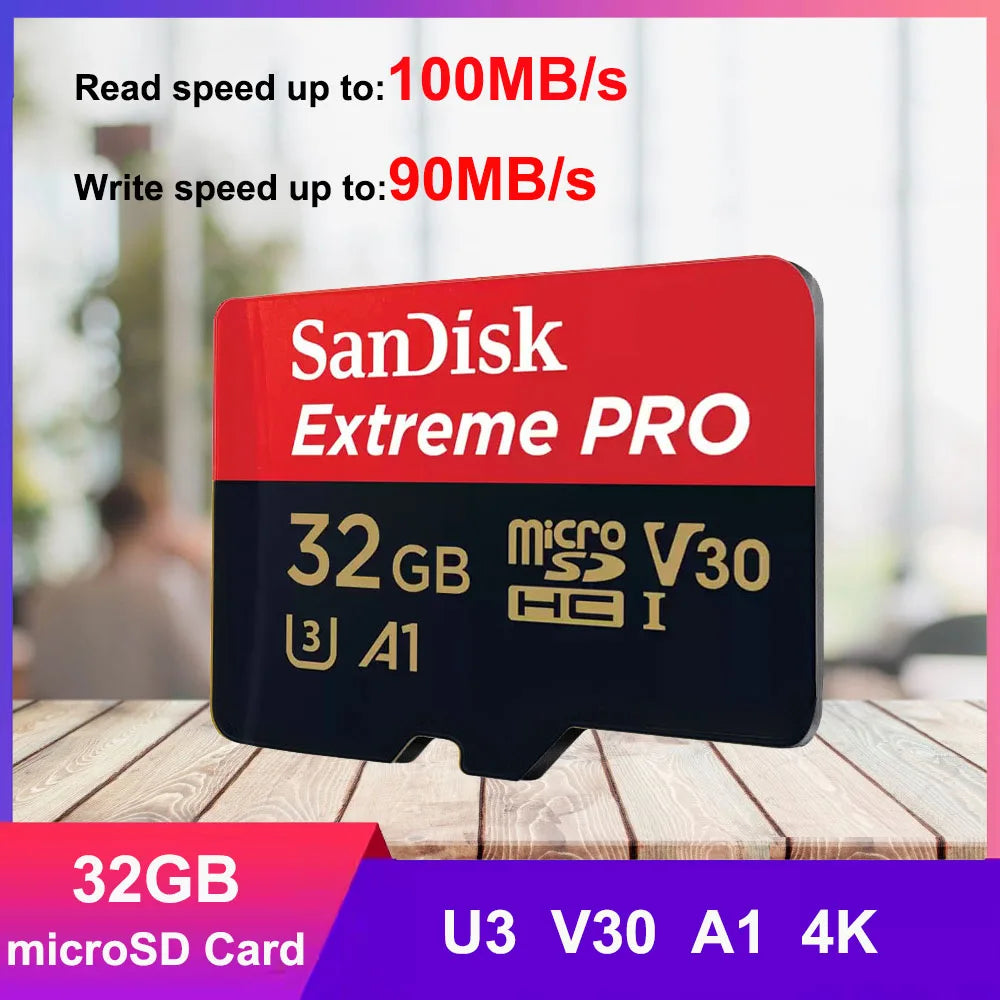SanDisk MicroSD Memory Card 32GB MicroSDHC 64GB 128GB 256GB MicroSDXC C10 U1 V30 U3 TF Cards for Dash Cam Home Video Monitoring