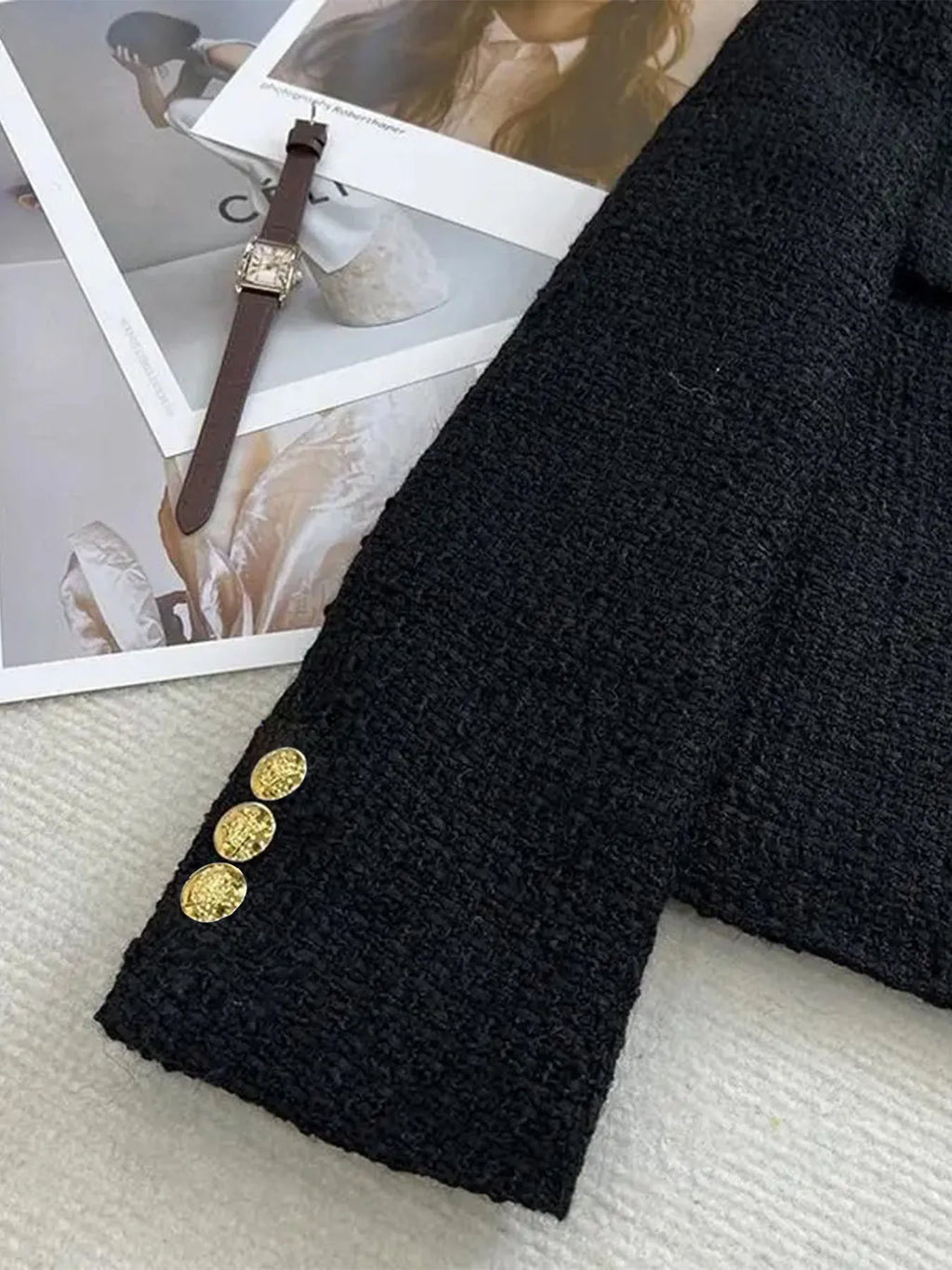 French Wool Tweed Coat Fashion High-end Gold Button Short Slim Temperament Spring and Autumn Korean Coats Women Jacket New