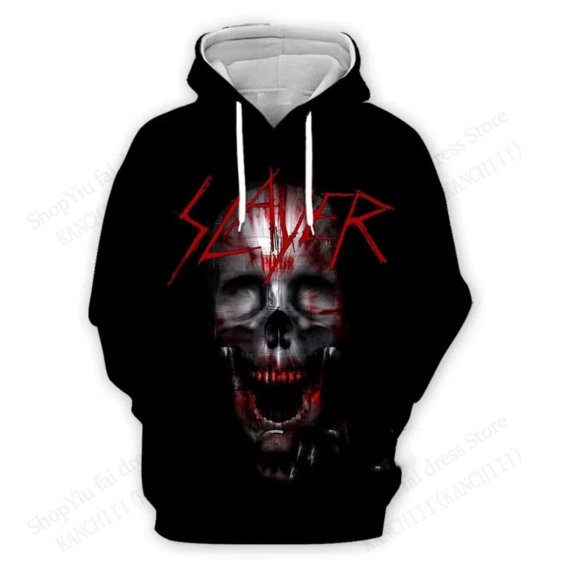 Slayer Hoodie Rock Band Slayer 3d Print Hoodies Men Women Fashion Oversized Hoodie Sweatshirt Women Sweats Men's Clothing Skull